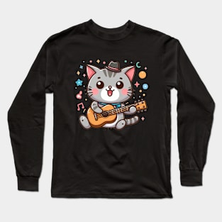 funny cat playing guitar - cat lover funny gifts for cat lover Long Sleeve T-Shirt